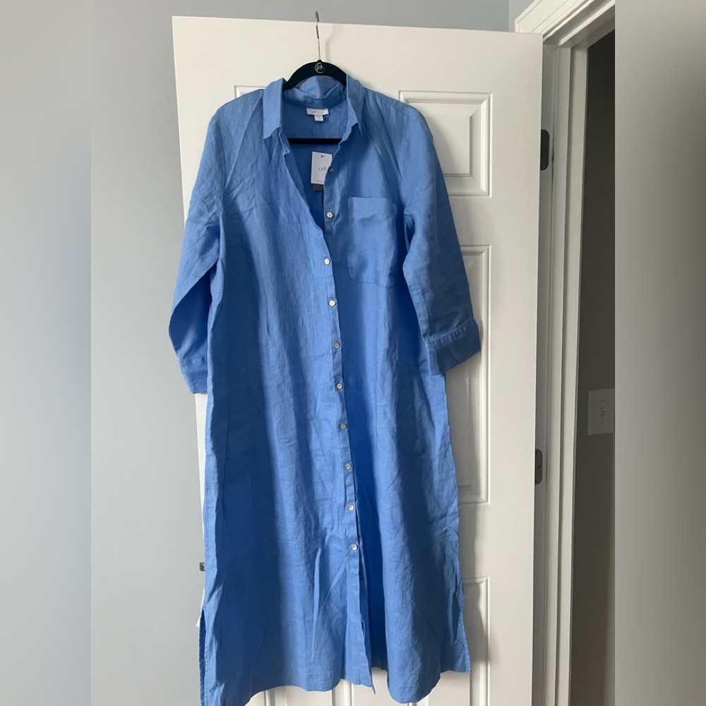 J. Jill Periwinkle Linen Shirt Dress